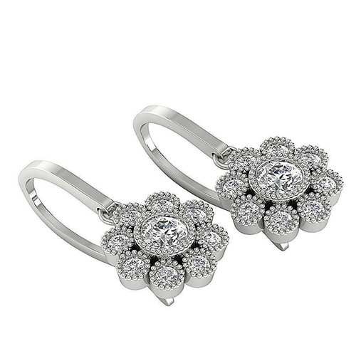 Hoop Huggie Earring I1 G 0.60 Carat Natural Diamond 14K Gold Appraisal Bezel Set - Picture 4 of 12