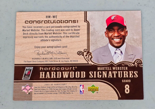 Martell Webster Auto Portland Trail Blazers 2005-06 UD Hardcourt Signature 24/50 - Picture 2 of 2
