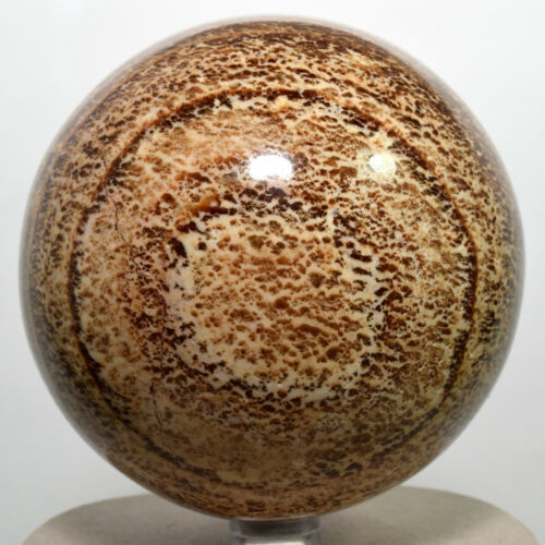 3.4" Banded Aragonite Sphere Brown Natural Quartz Crystal Polished Ball - Peru - Picture 2 of 4