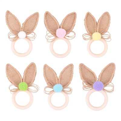 6Pcs Bunny Napkin Rings Serviette Buckle Holder Easter Table OrnamentMöbel & Wo