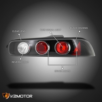 Black Fits 1994-2001 Acura Integra 2Dr Rear Brake Tail Lights