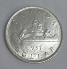 1937 Canada 1 Dollar Silver Coin King George VI (with IND:IMP:)