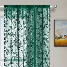Voile Curtains 1 Panel Lace Drapes Floral Sheer Net Slot Top Net Curtain
