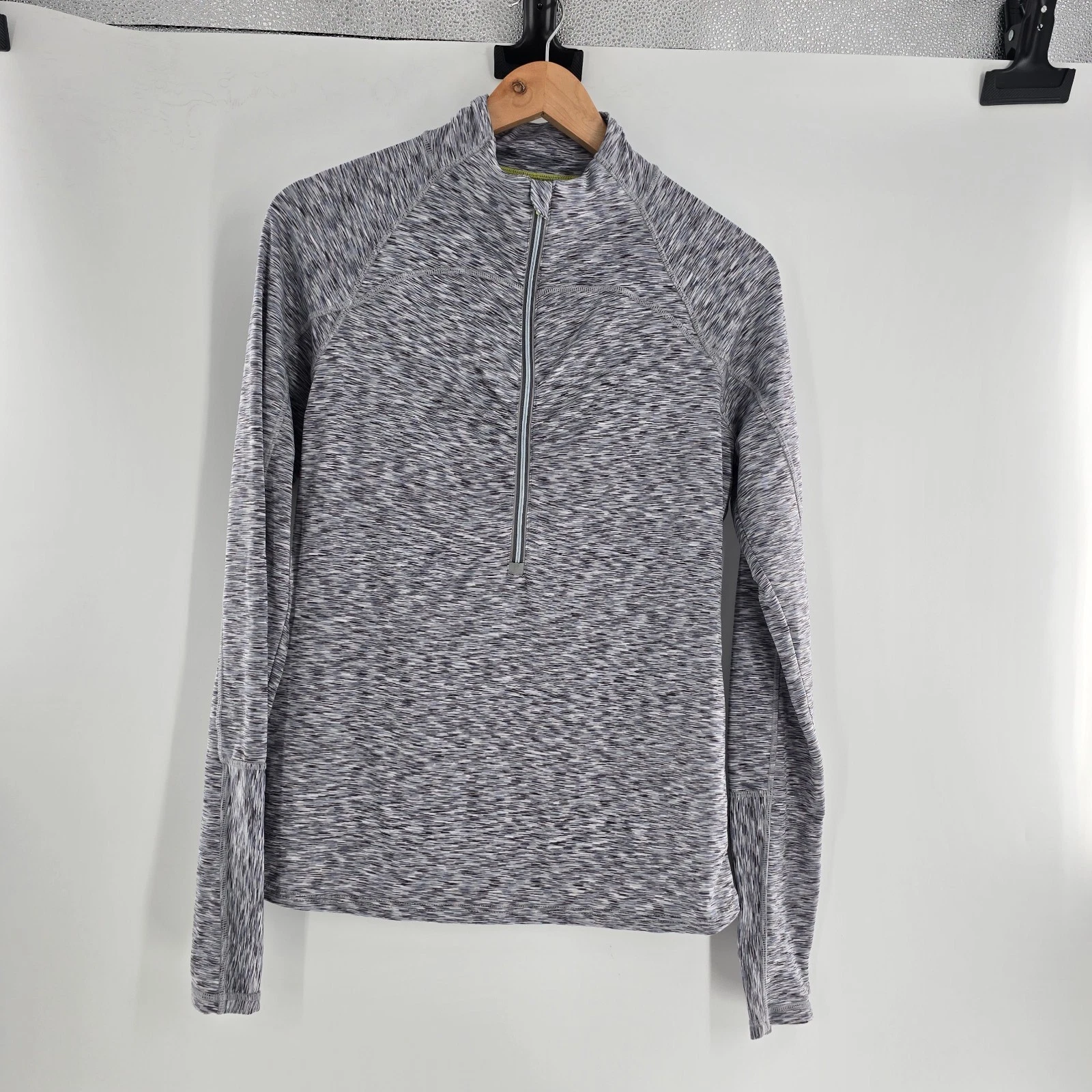 Athleta Mendoza Running Top 1/2 Zip Shirt Track Spacedye Gray Blue Medium