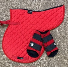 Cottage Craft red GP numnah & Woof Wear neoprene brushing schooling boots F/S