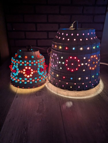 Vintage Lawnware Hanging Patio RV Camping Swag Lamp String Lights Set Of 2
