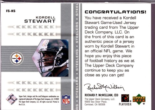 2002 Upper Deck #FS-KS Kordell Stewart Flight Suits Jersey - Picture 2 of 2