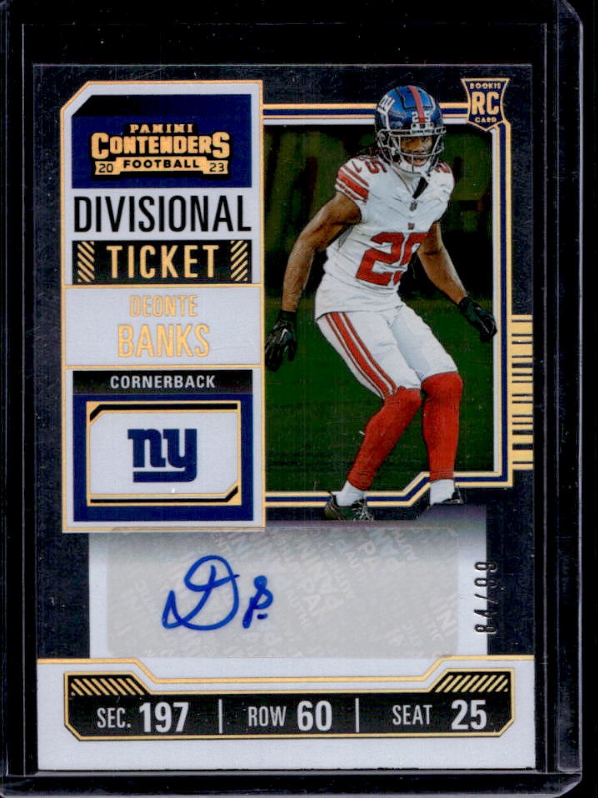 Deonte Banks Panini Contenders #230 Autograph-Divisional Ticket