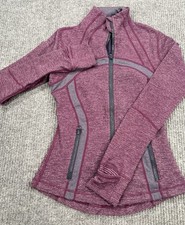 Lululemon Define Jacket Women  s Size 4 Heathered Burgundy Full Zip Thumbholes
