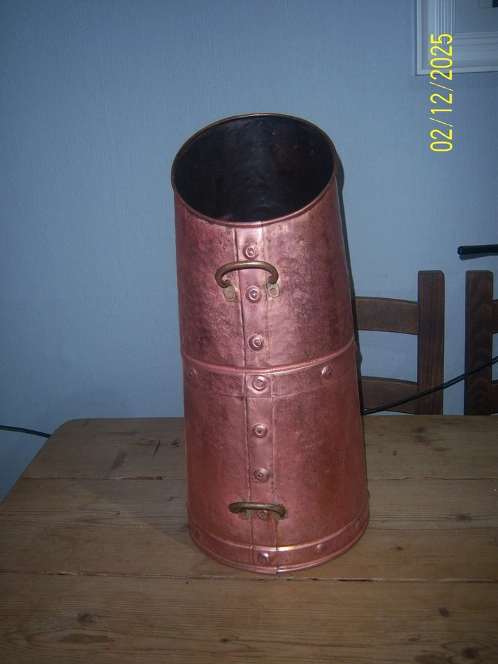 vintage copper coal scuttle , stick stand holder - Image 2 of 4