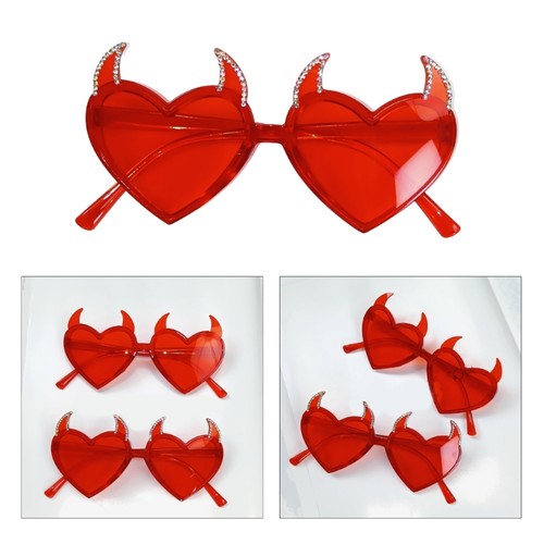 Fashion Devil Horn Heart Frame Sunglasses for Girls Teens Summer Camping Travel - Picture 2 of 10