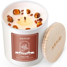 AOOVOO Nutmeg Beans Scented Candle – 10oz Soy Aromatherapy with Crystals Inside