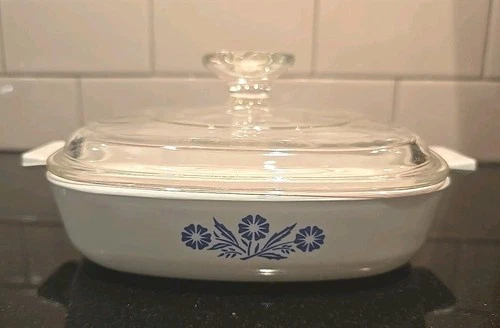 Vintage Corning Ware Blue Cornflower 3/4 QT P-7-B Casserole Dish Pyrex A-7-C Lid