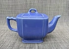 Vintage Homer Laughlin Riviera Mauve Blue Teapot w/ Lid Fiesta MINT