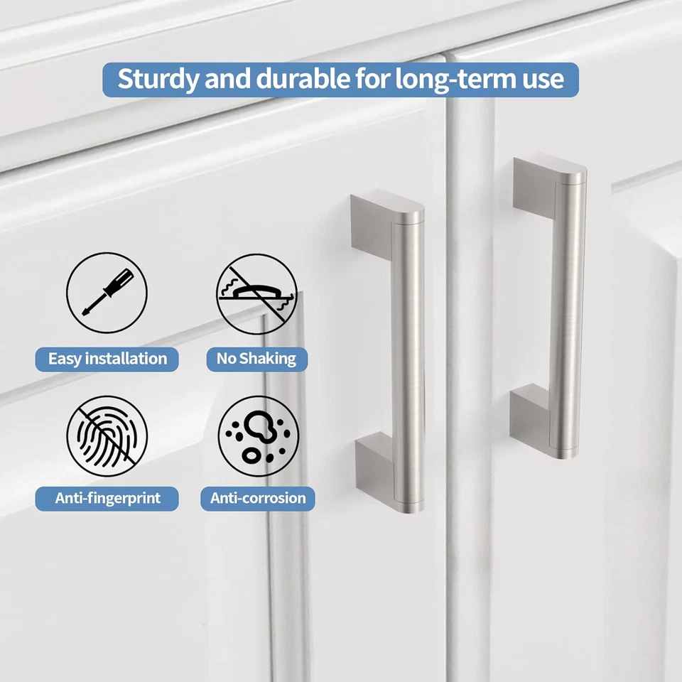 10 Pezzi Maniglie per Mobili Da Cucina Argento Maniglie Cucina Distanza Fori 224 - Immagine 4 di 4