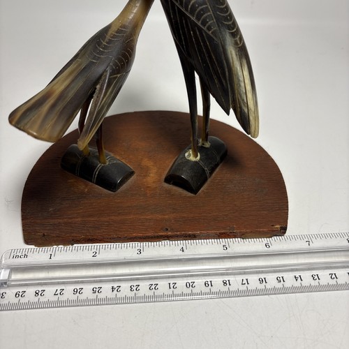 Vintage Carved Horn Heron Stork Egret Crane Water Bird Figurine Carving - Picture 7 of 7