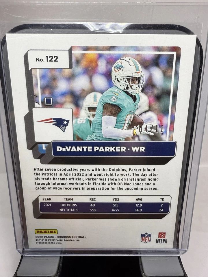 🔥2022 Donruss Premium Jersey Match/11 DeVante Parker Patriots #122 1/1 eBay - Image 2 of 3