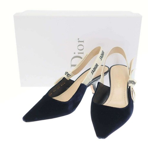 Dior J'ADIOR Logo Strap Velvet PUMPS KDC200VLRS56B Deep Blue 34 1 2 Used MESC-0 - Picture 1 of 10