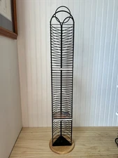 Vintage Black Wire CD Tower Rack Stand Holds 49 CDs 36” Tall Y2K Media Storage