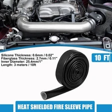 10FT Car Hose Heat Shielded Fire Sleeve Silicone Coated Fiberglass Tape