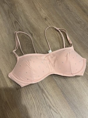 PINK Victoria Secret Bra with Rhinestone with Pink Mesh Size Medium New