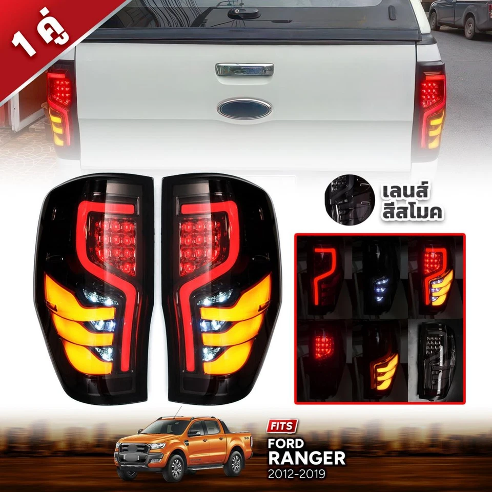 Luz trasera LED negra Fit Ford Ranger T6 XLT PX Wildtrak Pickup 2012-19 Foto 2 de 4