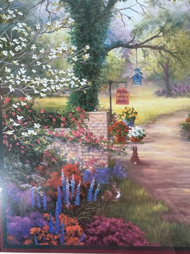 Home Interiors Country Print American Flag Linda Wacaster 24 X 28 Made In USA - Picture 6 of 14