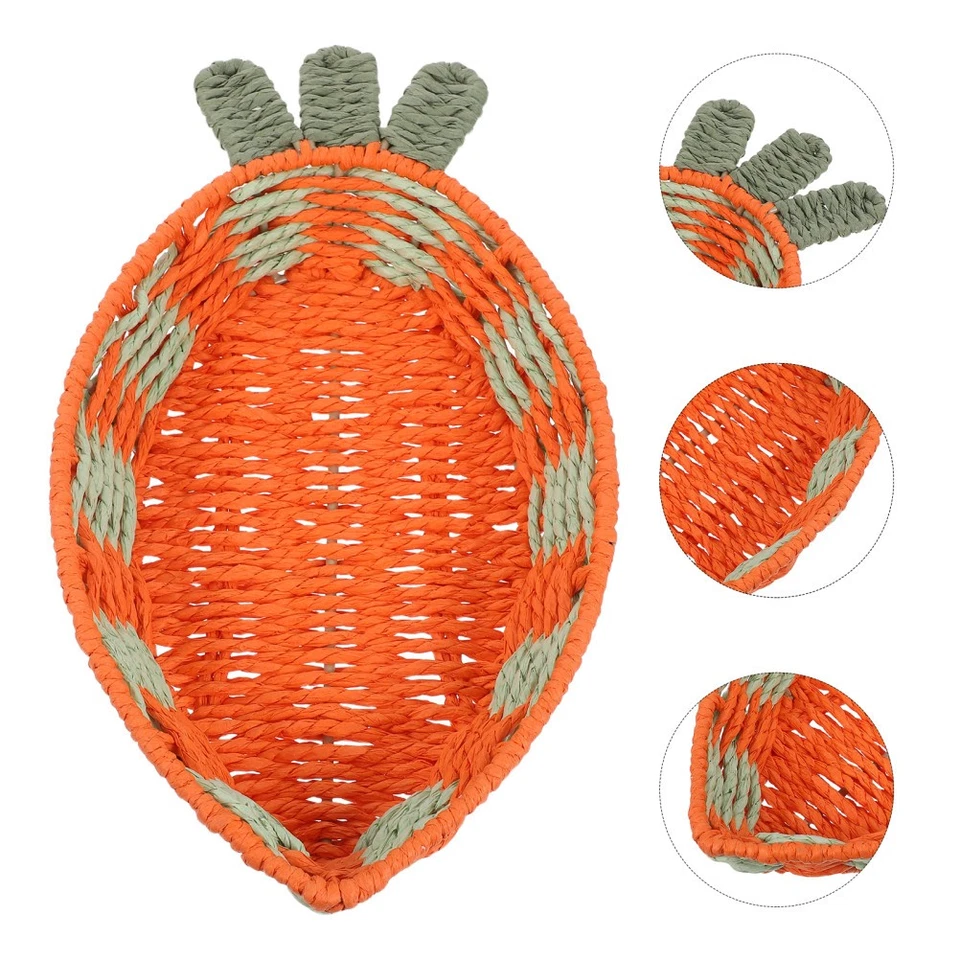 Woven Bread Basket: Paper Rope Fruit Shaped Baskets - Food Serving Trays For - Image 2 of 4