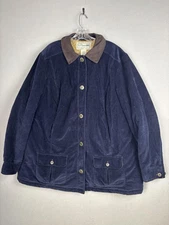 LL Bean Jacket Mens 2XL Navy Blue Corduroy Thinsulate Quilted Lined Pockets