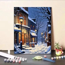 Winter snow landscape painting