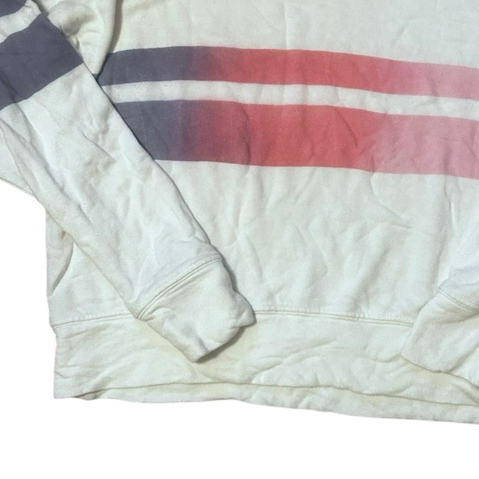 EUC Sundry White Crewneck Sweatshirt Pink, Blue Stripes Small (1) - Image 3 of 4