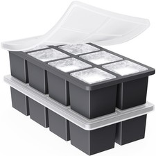 2 Pack Large Ice Cube Tray Silicone Ice Cube Molds with Lid for Whiskey Cocktail