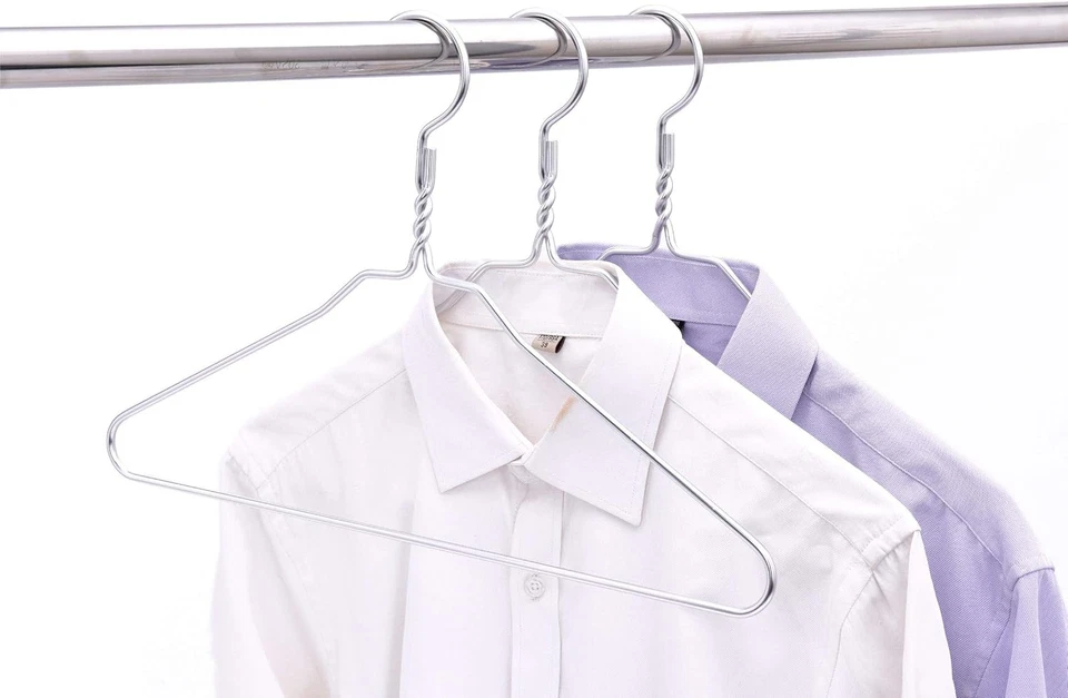 Paquete de 10 perchas de metal de aluminio plateado de alta resistencia (talla C para adultos) Foto 4 de 4