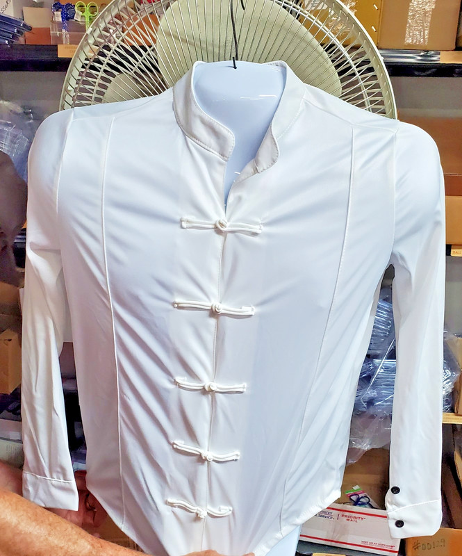 Traditional Chinese Shirt White Long Sleeve Kung Fu Tai Chi Top Size M/L