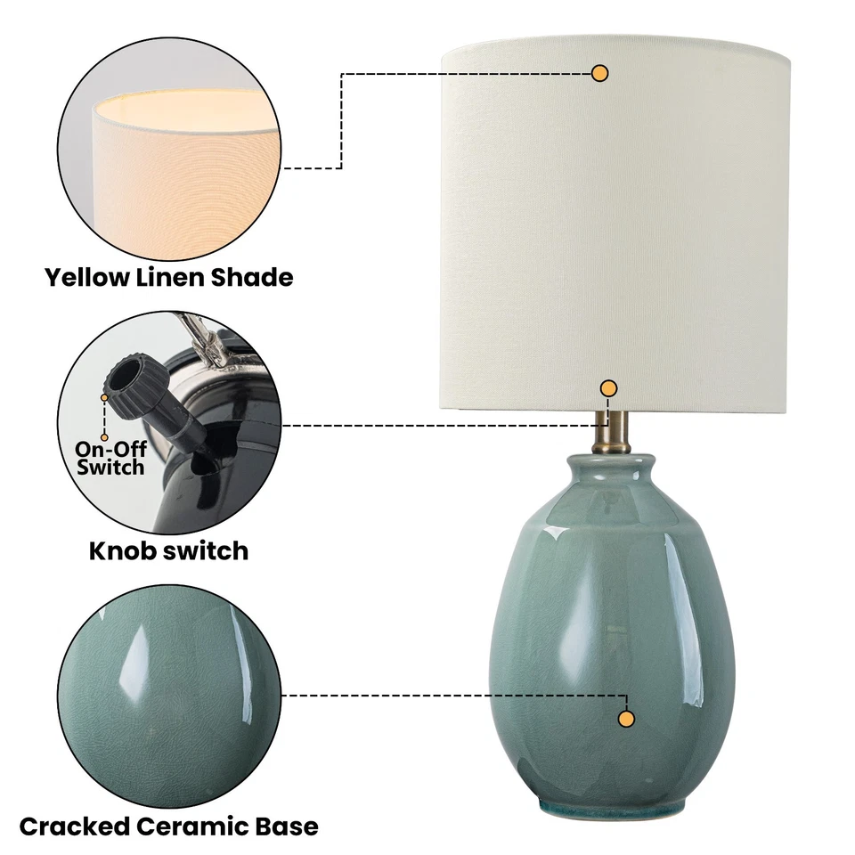 C Cattleya 19in. Ceramic Table Lamp with Linen Shade for Bedroom,Foyer - Image 2 of 4