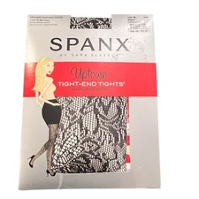 SPANX Tight-End Tights Lace Stripe Patterned Body Shaping Black Size A NWT