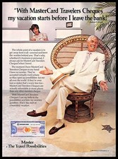 1987 MasterCard Travelers Cheques Vintage PRINT AD Vacation James Coburn 1980s