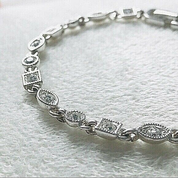 GIVENCHY BIJOUX VINTAGE SILVERTONE BRACELET WITH FAUX DIAMONDS 8
