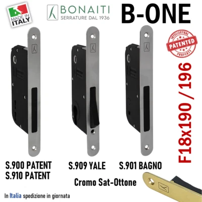 SERRATURA PORTA MAGNETICA B-ONE BONAITI 900 909 FRONTALE 18X190/196 E50 I7090