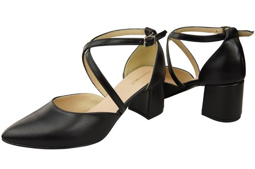 Elegantes sandalias de cuero con lado abierto en tacón estable 218 - Imagen 111 de 113