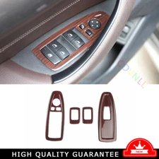 Glass Window Lifting Lock Panel Trim 4* Fit For BMW X1 F48 2016-2019 Wood Grain