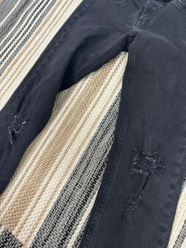 Rag & Bone Womens Legging Denim Jeans Stretch Distressed Raw Black Wash 25 - Image 4 of 4