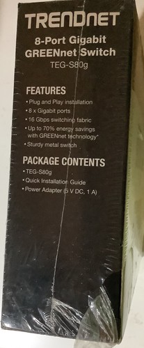 TRENDNET GREENnet TEG-S80g GIGABIT Switch 8 Port NEW Factory Sealed - Picture 3 of 3