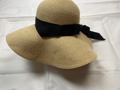 Furtalk paper cotton polyester blend boHo vacation hat with ribbon detail M FURTALK Wide Ribbon Straw Beach Sun Hat main image 4