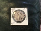 1938 D Liberty Walking Half Dollar Fine+ 90% Silver 50c US Coin Collectible
