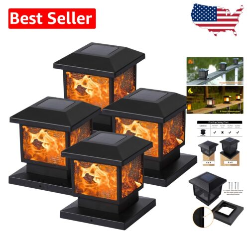 Durable Solar Powered Post Lights - Flickering Flame Effect for Outdoor Spaces