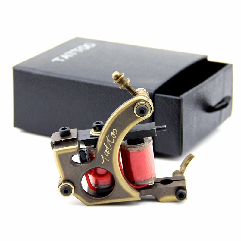 Ametralladora de tatuaje de latón tallado CNC profesional 12 bobinas envolventes suministro de sombreador Foto 2 de 4