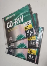 3 Memorex CD-RW Rewritable  4x Multi-Speed, 700MB, 80 Minutes w/Slim Jewel Case