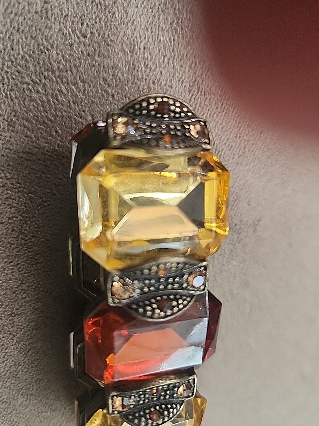 Large Rectangular Glass Rhinestone Bracelet In An… - image 4