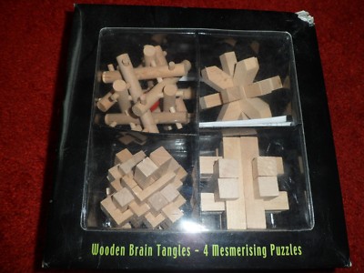 BHS, 4 Wooden Brain Tangles - 4 Mesmerising Puzzles